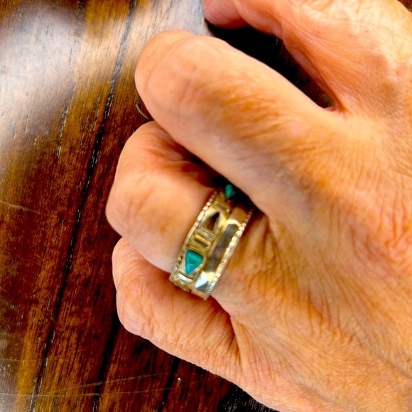Trailblazer Ring, Silpada vintage Sterling silver and compressed turquoise. - Picture 2 of 6
